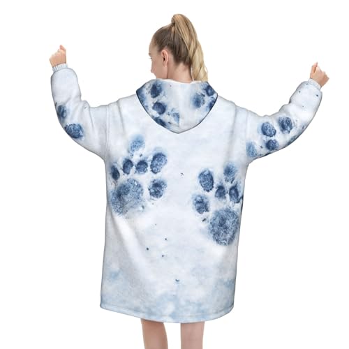 Couverture en peluche douce à capuche avec imprimé pattes de chat pour une douceur absolue
