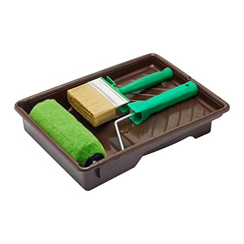 Fit For The Job Juego de Rodillos para cobertizos y cercas de 4 Piezas de 7' y Cepillo de Bloque de 4' para Pintar Bricolaje de tintes para Madera en carpintería Exterior, cobertizos, cercas