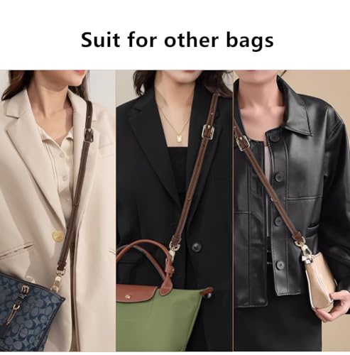Image of Bag Strap for Longchamp, Leather Purse Straps Adjustable Replacement with 2 Punch-Free Adapters for Longchamp Strap Kit for Small and Medium Bags