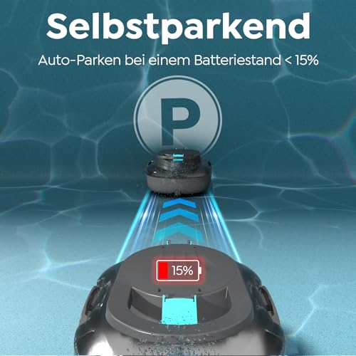 TALOSBO (2026 Upgrade) S1PRO Poolroboter, 120 Min Automatische Reinigung, Dual Motoren Poolreiniger Selbsteinparkfunktion mit 2,5H Ladezeit Poolsauger Akku für Flache Böden Pools bis 100 m²