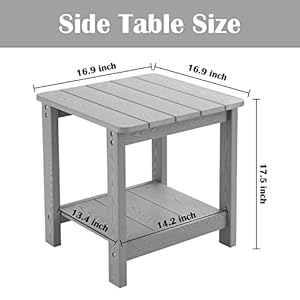 hOmeHua Weather Resistant Side Table, 17 inch Square 2-Layer Structure Wide Desktop, Imitation Wood Stripes, Easy to Assemble & Maintain, Suitable for All Indoor & Outdoor Places - Gray hOmeHua Weather Resistant Side Table 17 inch Square 2 Layer Structure Wide Desktop Imitation Wood Stripes Easy to Assemble Maintain Suitable for All Indoor Outdoor Places Gray