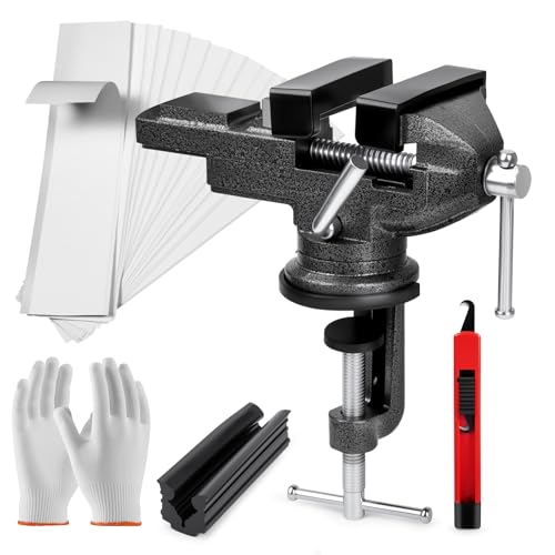Acebirdie Golf Club Grip Vise Clamp Kit - Golf Grip Removal Tool Set Includes 360° Swivel Portable Table Vise, 13 Double-Sided Tapes (2