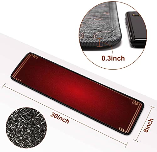 Red With Abstract Chinese Style And Gold Decoration Stair Treads Runner Non Slip Self Adhesive Carpet Safety Rug Mats For Wooden Steps Kids Dogs Indoor Outdoor Step Covers 13Pcs #TOP3