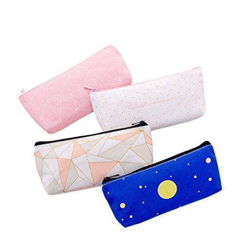 Preisvergleich Produktbild Boomly 4 Pack Mädchen Schüler Leinwand Federmäppchen Mit Reißverschluss Schule Mäppchen Multifunktion Briefpapier Box Kosmetiktasche Make-up Beutel