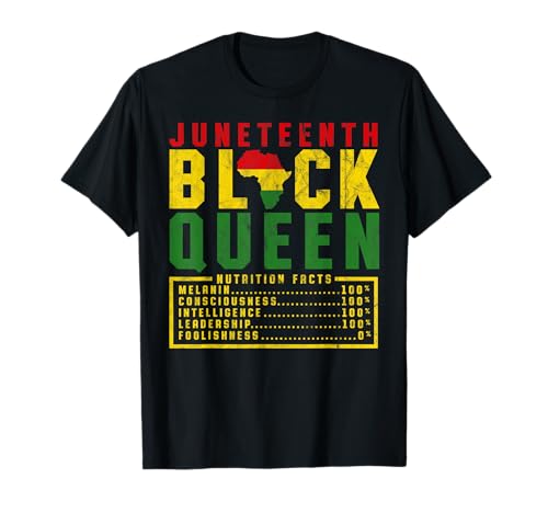 Juneteenth Women's Black Queen Nutrition Melanin Black Pride Camiseta