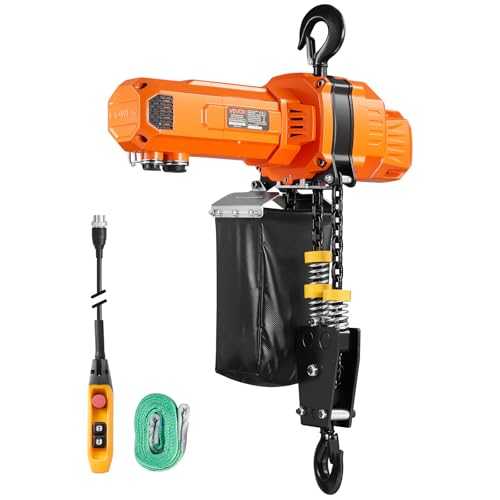 VEVOR 2-Speed Electric Chain Hoist 2200 lbs 20ft Lifting Height 120V 60Hz Single Phase Overhead Crane with 15 ft Wired Remote Control G100 Chain Electric Lift Hoist for Factory Warehouse Garage