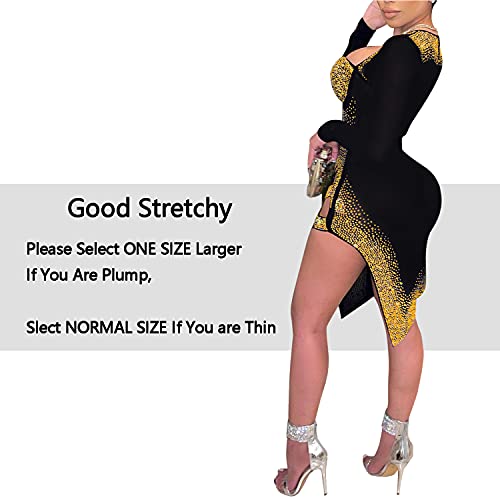 Image of PORRCEY Women's Sexy Elegant Rhinestone Mesh Party Club Night Mini Dress