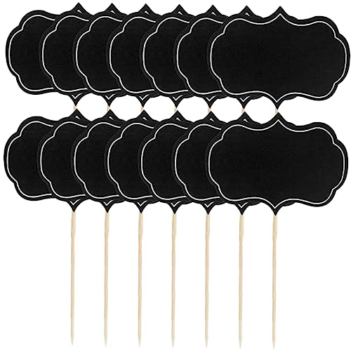 KALLORY Mini Chalkboard Shape Food Label Picks 80pcs Blackboard Paper Insert for Wedding Buffet