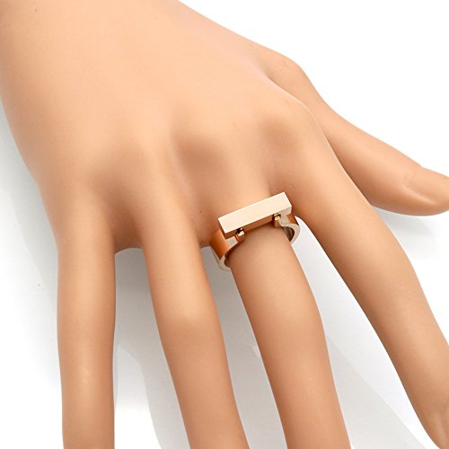 Anillo de acero inoxidable rectangular de 6 mm estilo vintage casual 4