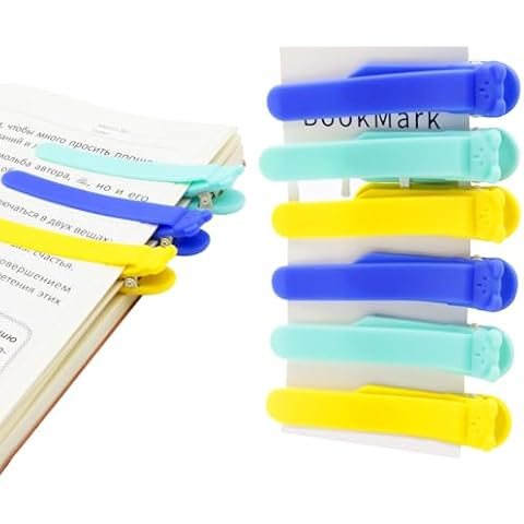 Automatic Bookmark Silicone, 6PCS Silicone Bookmark Clip, Automatic Bookmark for Reading Women Men Kids Book Lovers, Silicone Automatic Bookmarks for Reading, Unique Bookmark Clip Accessories Cover