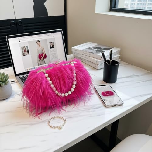 Image of Feather Purse Clutch For Women Ostrich Feather Handbag Shoulder Crossbody Evening Bag | Feather Purse