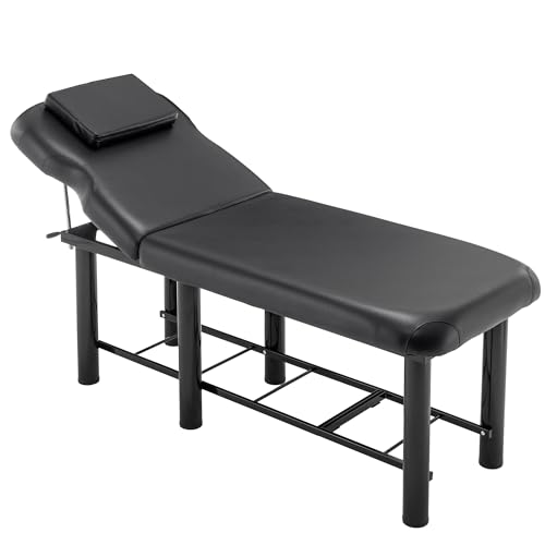 aphrophina Enhance Comfort with Adjustable Professional Massage Table, Removable Headrest, Sturdy Steel Frame, Memory Foam Layer, Black