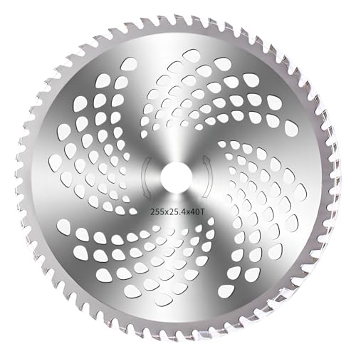 Disco Desbrozadora, 255mm - Hoja de Sierra Circular de Metal Duro, Apto para Trabajos de Siega, 255x25,4 mm
