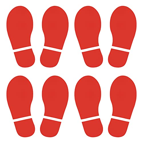 Image of PATIKIL 10x3.7" Footprint Sticker, 4 Pairs PVC Shoes Floor Decal Sign for Class Decor Stair Guide, Red