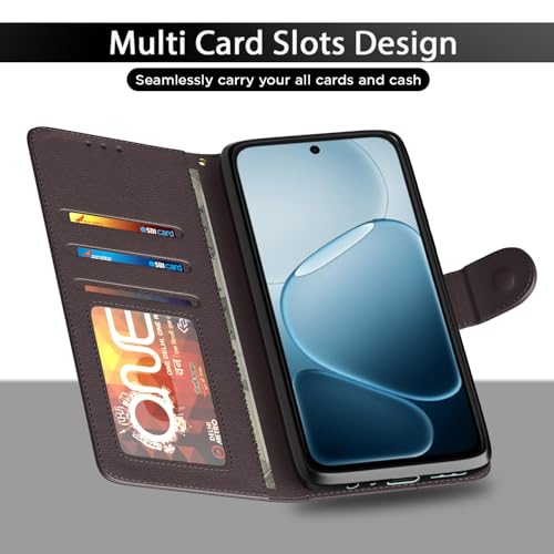Image of Amazon Basics Flip Cover for Oppo K14x 5G / Oppo A6x 5G / Oppo A6s Leather Finish | Wallet Stand and Shock Proof | Inside TPU with Card Pockets | Complete Protection Flip Case (Coffee)