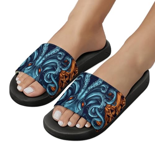 Squid Octopuss Men's Bathroom Slippers Shower Indoor Home Beach Outdoor Shoes for Women 5