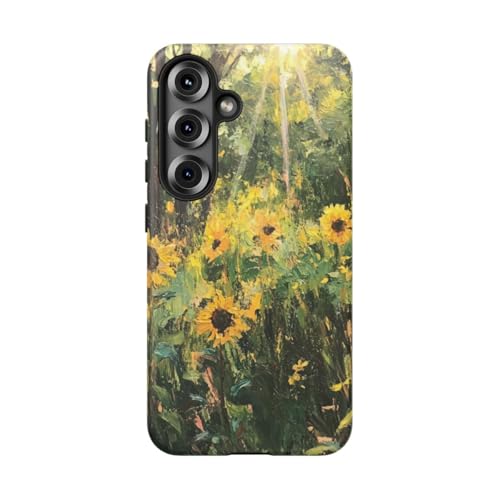 Coque rigide mate Galaxy S25 antichoc au motif tournesols