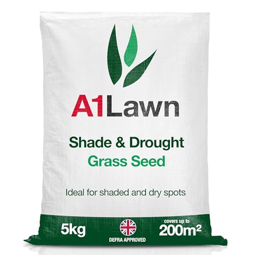 A1 Lawn Shade & Drought Tolerant Grass Seed, 5kg (140m2) - Perfect for Shaded Areas & Under Trees, Fast Growing & Hard Wearing, Child & Pet Friendly, UK Harvested Lawn Seed - DEFRA Approved (AMPRO9)