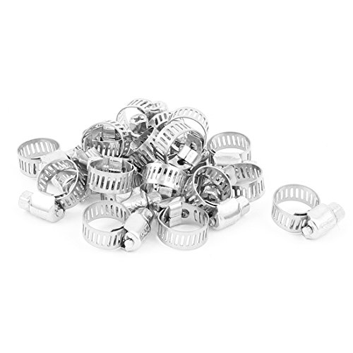 Aexit Adjustable 8-12mm Clamps Cable Tight Coolant Hose Pipe Fitting Worm Gear Clamp Strap Clamps 20 Pcs