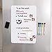 Pizarra blanca magnética de borrado en seco para nevera – Incluye 4 marcadores y 4 iconos magnéticos y un borrador – Planificador de pizarra blanca para refrigerador, color blanco 20x13 inch