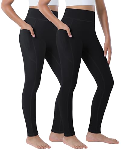 Girls Leggings with Pockets Athletic High Waisted Kids Workout Dance Running Yoga Pants