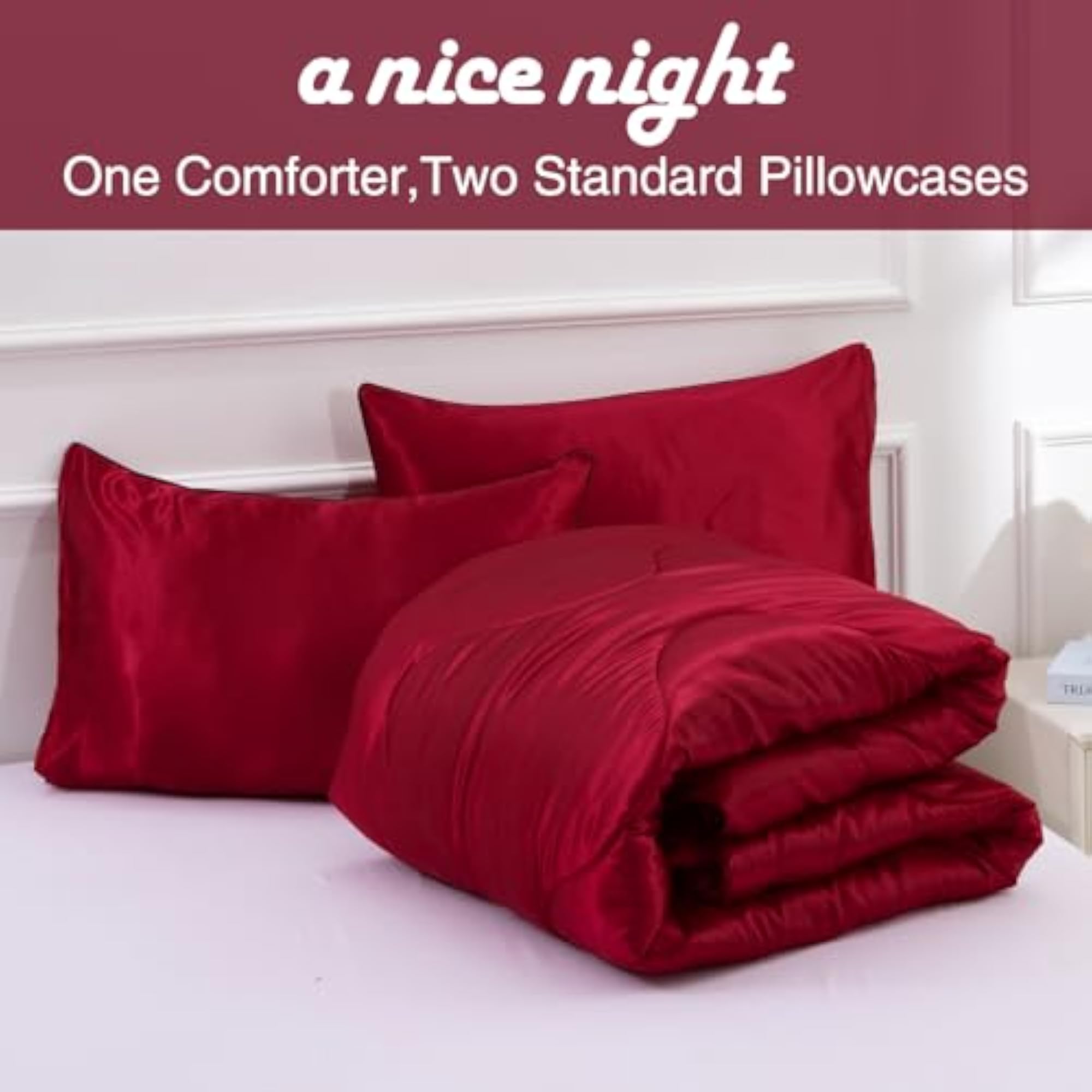 Red Bedding Set Satin Silky Queen Comforter Sets