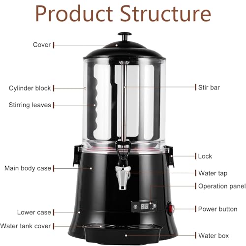 Calentador comercial comercial del dispensador del chocolate caliente, fabricante de la bebida del control de la temperatura 400W para la sopa de la leche del té del café, pantalla táctil del led, tan