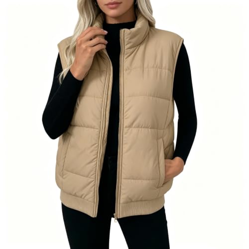 Women Quilted Puffer Vest Stand Collar Full Zip Winter Jacket 2026 - image 2