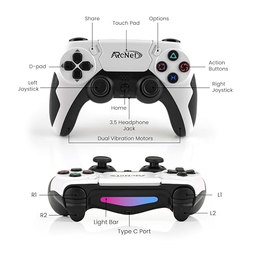 Image of ARcNet Dualshock Wireless Controller Game Switch For PS 4 With 3.5 mm Headset Port & 6 Axis Gyro Sensor Wireless USB Controller Compatible for PS 4 Slim /PRO /Fat With Built in Speaker