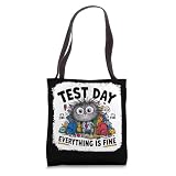 Test Day Funny Stressed Cat Teacher Student Kids Testing Day Tote Bag