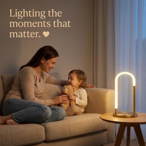 Image of Table Lamp 3-Color CCT (Warm + Natural + Cold White) LED Arch Metal & Glass Tube Stand Light for Living Room Bedroom Home Decor