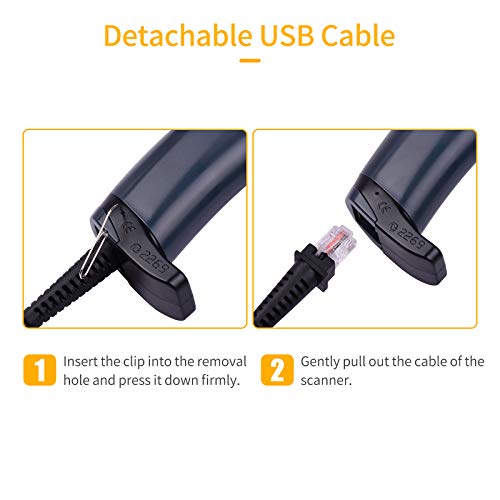 Handheld 1D Barcode Scanner USB Wired Bar Code Reader Manual Trigger/Auto Continuous Scanning Suppor
