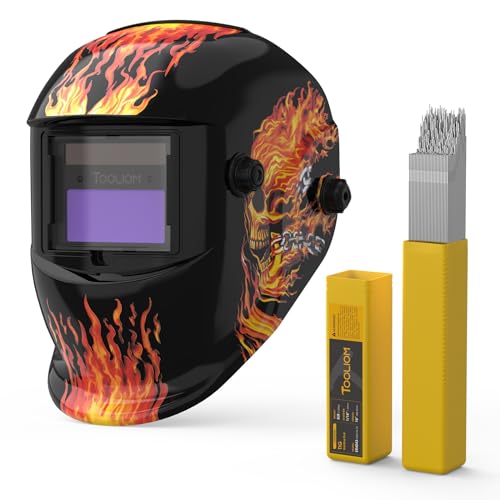 Careta para soldar auto oscurecible con diseño Flaming Skull miniatura 1