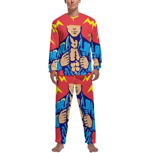 Pyjama homme haut et bas anti-froid manche longue vêtements de nuit amples et doux