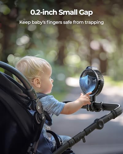 Koonie-Portable-Stroller-Fan-for-Baby-Rechargeable-Battery-Operated-3-Speeds-360-Rotation-25db-Low-NoiseDigital-Display-Detachable-Flexible-Tripod-Clip-on-Car-Seats-Tent-Crib-Treadmill