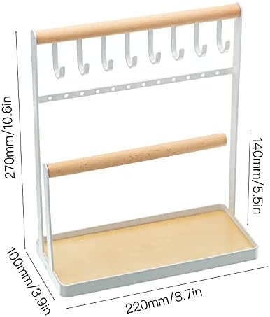 Jewelry Stand Organizer Jewelry Holder Necklace Jewellery Display Stand Organiser Multi Tier Necklace Hanging Wooden Ring Bracelet Watches Earring Stand Tray Accessory Holder Desk Organizer Women Gift