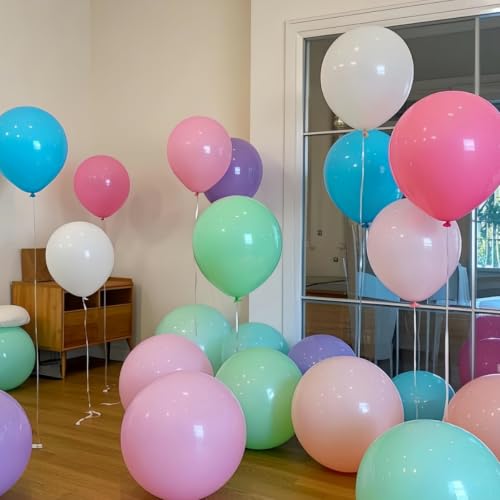 Image of 100 Pack 18 inch Pastel Balloons 10 Kinds Colors Colorful Party Balloon Bulk for Various Party Events Decorations