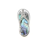 Arthur's Jewelry 925 Sterling silver Hawaiian honu sea turtle slipper flip flop abalone paua shell pendant