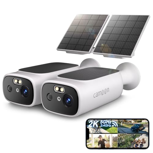 Image of 2K Solar Security Cameras Wireless Outdoor(2 Cams) | 2.4 /5Ghz WiFi, AI Motion Detection, Color Night Vision, SD Card /Cloud Storage, Waterproof, Work with Alexa /Google Home