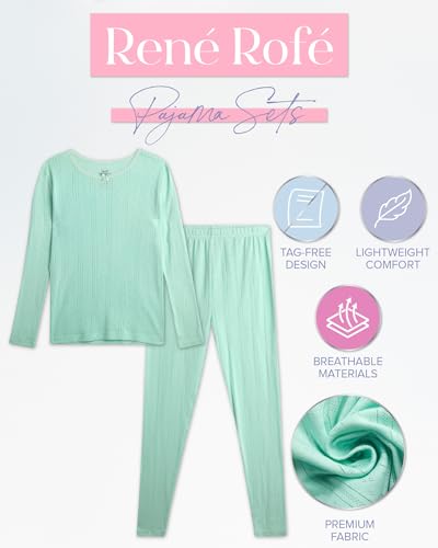 Rene Rofe Girls' Pajama Set - 4 Piece Snug Fit Cotton Sleepwear Set (2T-12)2