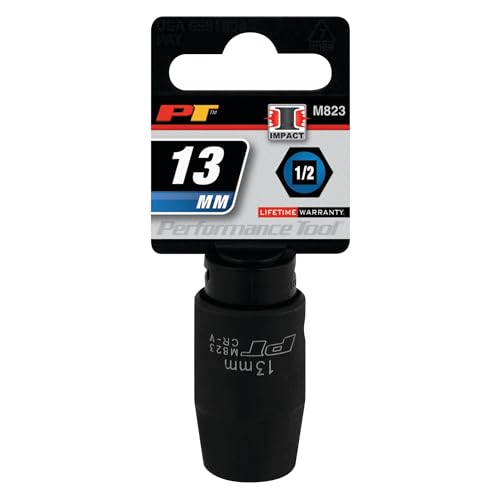 Image of Performance Tool M823 1 /2-Inch Drive 13mm 6pt Impact Socket for Heavy Duty Applications with Enhanced Torque Transfer and Longevity