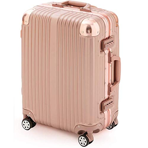 スーツケース アイリスプラザ キャリーバッグ アルミフレーム 軽量 Mサイズ 79L ダブルキャスター 3~7泊 旅行 ピンク