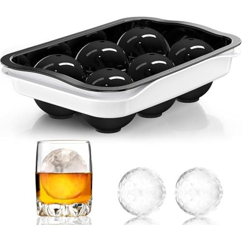Image of Ice Cube Molds with Lid,Big Silicone Ice Cube Tray for Whiskey,2Inch Square Ice Cube Tray,Easy-Release Ice Mold,Giant Ice Cubes for Bourbon Cocktail (1, Round Black)