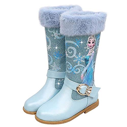 Kosplay Stivali da Principessa Ragazze Elsa Bambini Stivali da Neve Morbide Fodera Calda Stivaletti Ragazze Inverno Scarponi da Sci all'aperto Partito Principessa Scarpe Eleganti