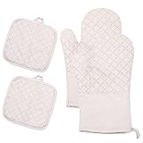 Ofenhandschuhe Hitzebestaendig 4er Set,JDWBT Topflappen Handschuh Backhandschuhe,Anti-rutsch Silikon Topflappen Set,backofenhandschuhe Topfhandschuhe Für Kochen Backen Grillen(grau)