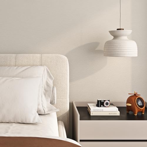 Livelynine Vinilo Adhesivo Pared Dormitorio Beige Texturizado 40CMx10M Papel Autoadhesivo Pared Papel para Pared Salon Comedor Textura Papel Tapiz Autoadhesivo para Habitación Papel Adhesivo Muebles