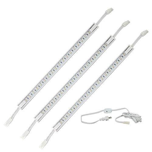 Image of 3 x 12 LED Strip Kit - White Cover with Warm White Light (3,000k) - Under Cabinet Furniture 120v /110v - Dimmable - Line Voltage - Professional Grade Electrician