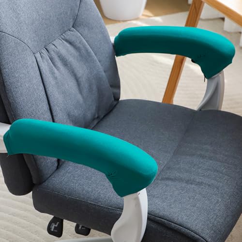 Image of HOKIPO 'SereneSolids' 140 GSM Armrest Covers for Office Chair (Zipper Style), 1 Pair, Teal (AR-5934-TEAL)