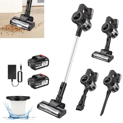 Cordless Vacuum Cleaner 550W/45Kpa Lightweight Stick Vacuum with LED Display, Max 60 Min Runtime Self-Standing Upright Vacuum Lightweight Handheld Vacuum Cleaner for Home Pet Hair Carpet Hard Floor