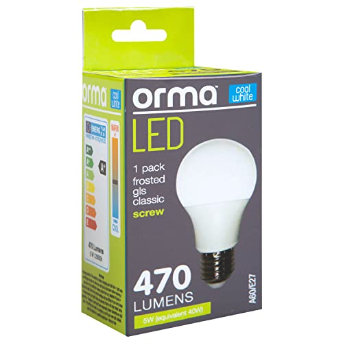 VFM - Cool White 5W Screw Base Classic Led Frosted Light Bulb - Orma